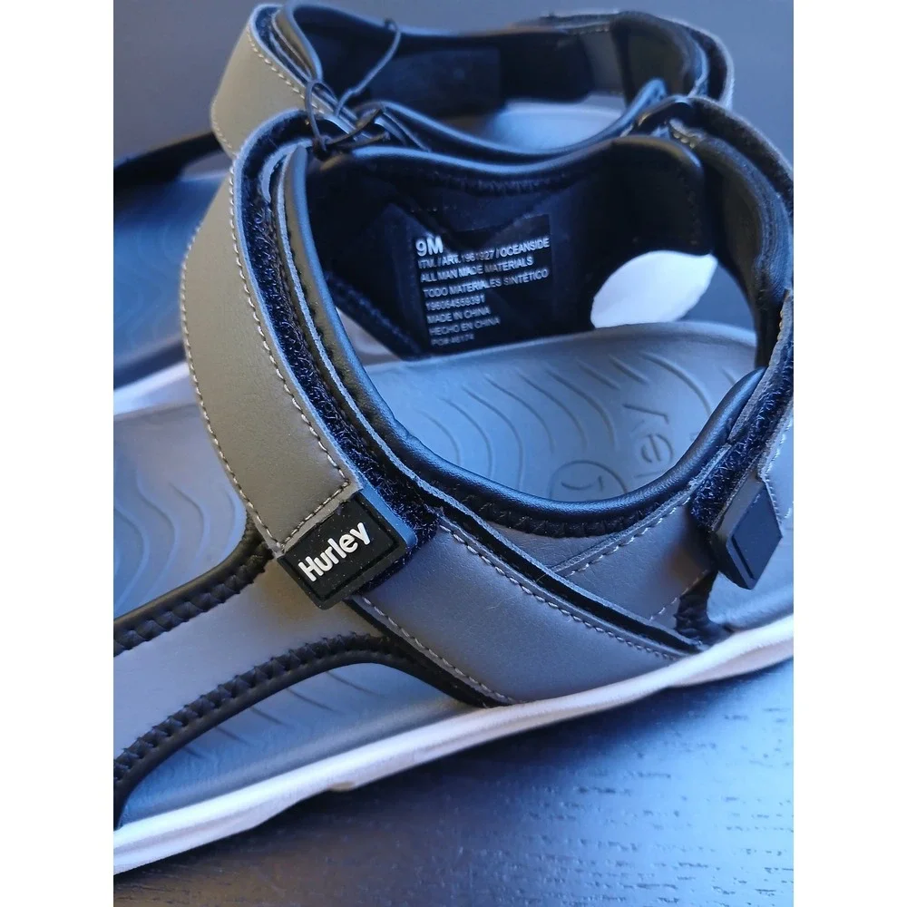 Hurley Mens Oceanside Sport Sandals Gray White Strappy Hook Loop Size 9 1961927